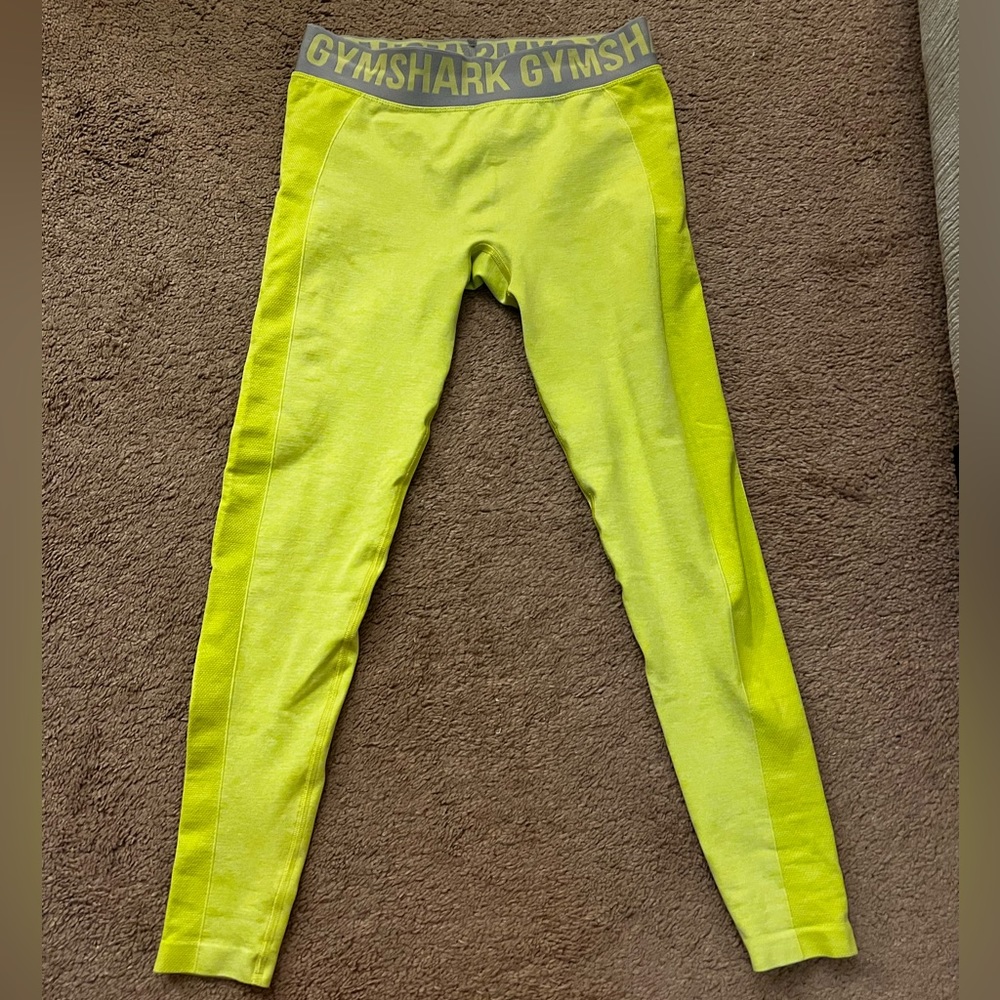 Gymshark Flex low rise leggings- Lime Mark/Light Grey